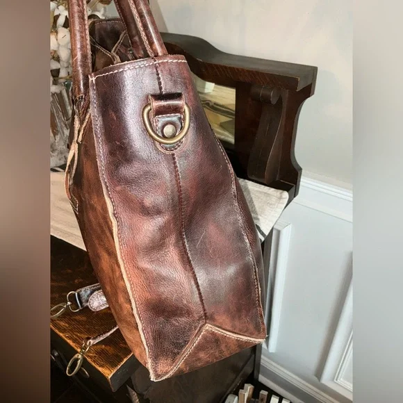 Bed Stu Leather Rockaway Shoulder Bag Crossbody Tote Teak Rustic MSRP  $345 - Picture 5 of 13